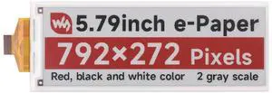Waveshare 5.79inch E-Paper (B) Raw Display, Compatible with Raspberry Pi, E-Ink Display, 792x272, Red/Black/White, SPI Communication, Without Driver Board