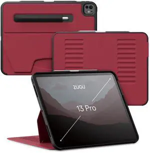 Zugu Case for iPad Pro 13 (M4) 2024, Slim Protective Cover with Apple Pencil Holder, Auto Wake/Sleep, Multiple Viewing Angles, iPad Pro 13 Inch Cover, Phone Protectors, Scarlet Red