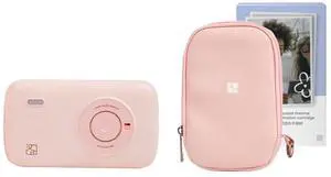 HPRT CP2100 Portable Photo Printer Pink Initial 10 Sheets & 20 Sheets & Protective Case Bundle