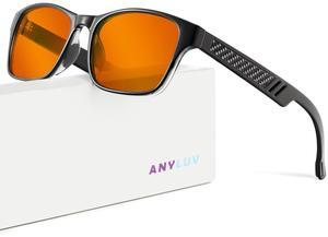 ANYLUV Gaming Glasses for Men Lightweight Anti Blue Light Blocking Glasses Eyes Protection with Carbon Fiber Decoration