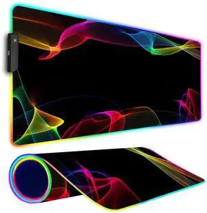 Armanza RGB Gaming Mouse Pad, Large Mousepad with Led Light, Gaming Accessories Keyboard Pad for Desk, Non-Slip Rubber Base Big Mouse Mat for Gamer, 31.5 X 11.8 Inch, Colorful