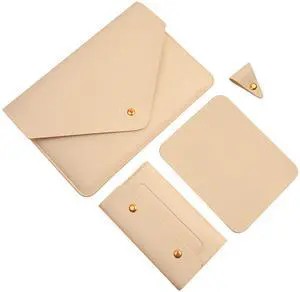 Benfan Laptop Sleeve 13 Inch Compatible with New 2024 MacBook Air 13, New MacBook Pro 13, Dell XPS 13 with Small Pouch, Mouse Pad and Cord Organizer, Color Beige