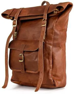 BERLINER BAGS Vintage Genuine Leather Backpack Leeds, Travel Backpack, Laptop Backpack for Women and Men - Brown