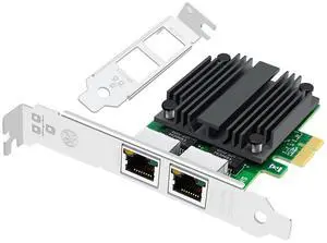 Buacoz 2.5G Dual Port Gigabit Network Card,with Intel I225 Chip LAN NIC Card, 2500M Gigabit Dual RJ45 Ports Ethernet Server Adapter Support Windows 11/10 Windows Server 2022