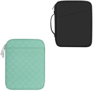 9-11 Inch Tablet Carrying Sleeve, Black(PU)+Green(Fabric), 2Pcs
