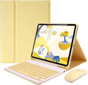 Keyboard Case with Mouse for iPad Mini 5/Mini 4, Case for iPad Mini 5th & Mini 4th Generation 7.9 Inch with Keyboard and Mouse, Candy Slim Detachable Magnetic Keyboard with Pencil Holder (Yellow)