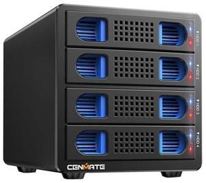 CENMATE Aluminum 4 Bay 10Gbps Hard Drive Enclosure with Cooling Fan for 2.5"/3.5" SATA HDD/SSD with USB A/C 3.2 Gen 2, Support Hot Swappable, Daisy Chain Expansion, Tool-Free, DAS(NO RAID/NAS)