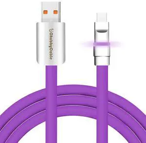 chubbycable Neon Chubby - Fast Charge Cable with Smart Light RGB Color Gradual Light Up LED USB Charging Cable, Purple, USB-A to Type-C, 3.3 FT