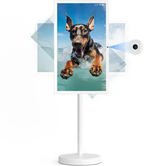 cooboom 22-Inch Portable TV on Wheels, 1080p Portable Touch Screen Monitor, Android13, Full Swivel Rotation, Built-in 13MP Camera, Built-in Battery(6-8H), 6+128G