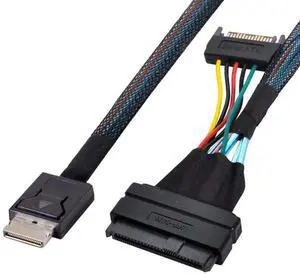 Chenyang SFF-8611 Oculink Male to U.2 U.3 SFF-8639 Female NVME PCIe PCI-Express SSD Cable with SATA Power for Mainboard SSD 50cm