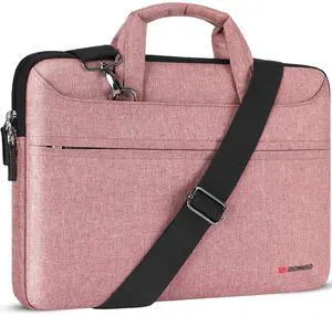 DOMISO 15.6 inch Laptop Sleeve Shoulder Bag Water-Resistant Protective Messenger Bag Business Briefcase Handbag for 15.6" Notebook/Yoga 720 IdeaPad 310 320 ThinkPad T570/HP Envy 15, Pink