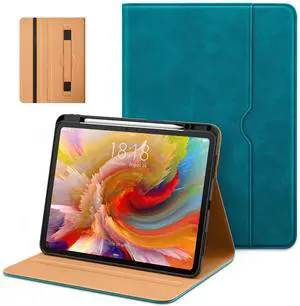 DTTO for iPad Pro 13 inch Case (M4) 2024, Premium Leather Business Folio Stand Cover with Pencil Holder - Auto Wake/Sleep and Multiple Viewing Angles, Built in Hand Strap & Pocket, Teal
