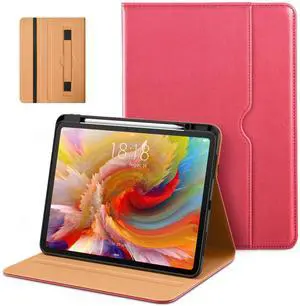 DTTO for iPad Pro 13 inch Case (M4) 2024, Premium Leather Business Folio Stand Cover with Pencil Holder - Auto Wake/Sleep and Multiple Viewing Angles, Built in Hand Strap & Pocket, Watermelon red