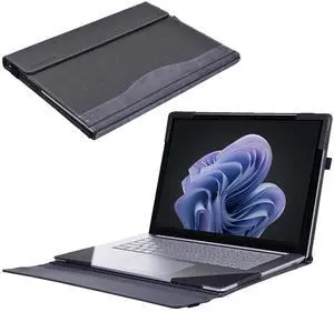 Laptop Case for Microsoft Surface Laptop 6 15", PU Leather Folio Stand Laptop Protective Case Compatible with Microsoft Surface Laptop 5/4/3/2/1 15 inch (Dark Grey)