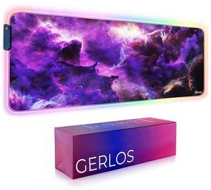 Gerlos RGB Large Gaming Mouse Pad, Extended Soft LED Mouse Pad, Non-Slip Rubber Base, Water Resist Keyboard Pad, Computer Mousepad 31.5x11.8 inches