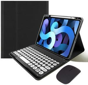 KMXDD Keyboard Case Mouse Compatible with iPad Air 13 inch M2 iPad Pro 12.9 inch 6th 5th 4th 3rd Generation Keyboard Case Round Key Cute Removable Color Keyboard,Black
