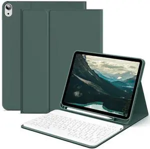 Keyboard Case for iPad (A16) 11th Generation 2025 11in and iPad 10th Gen 2022 10.9in, Detachable Wireless Bluetooth Fast Pairing Keyboard, Built-in Pencil Holder, Durable Soft TPU Folio Cover, Green