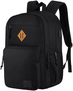 KEOFID Travel backpack for Men and Women, Anti Theft Laptop Backpack with USB Charging Port for Work, Large Bag for College, Water Resistent(Black)
