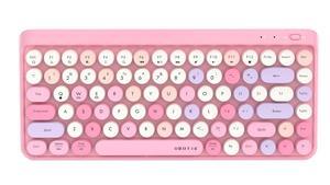 UBOTIE Portable Bluetooth Colorful Computer Keyboards, Wireless Mini Compact Retro Typewriter Flexible 84Keys Design Keyboard (Pink-Colorful)