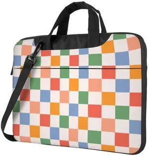 Laptop Bag Laptop Case 15.6 Inch Computer Bags Retro Checkered Colorful Printed Padded Sleeve Cover for Women Men