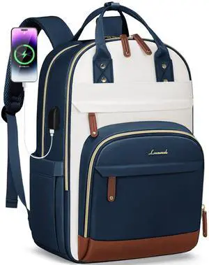 LOVEVOOK Backpack for Women,Laptop Backpack Women,Fits 17 Inch Laptop Bag,School Backpacks,Fashion Travel Work Anti-theft Bag,Waterproof Business Computer College Backpack Purse,Blue-green-Beige white