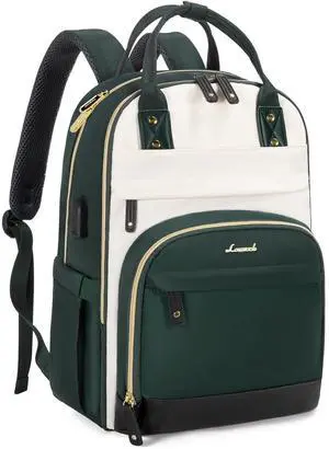 LOVEVOOK Backpack for Women,Laptop Backpack Women,Fits 17 Inch Laptop Bag,School Backpacks,Fashion Travel Work Anti-theft Bag,Waterproof Business Computer College Backpack Purse,Beige-Green-Black