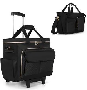 LUXJA Rolling Teacher Bag with Bible Bag, Black