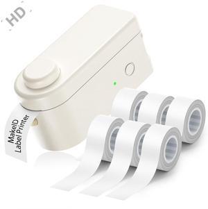 Makeid L1 Label Maker Machine with 6 Tapes - Portable & Rechargeable Label Makers Compatible with 9/12/16mm Waterproof Tape - Mini Bluetooth Labeler for Organizing Office Home School