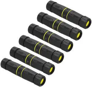 MECCANIXITY Waterproof RJ45 Coupler, Dual Head Shielded Female to Female Waterproof IP68 Ethernet Outdoor LAN Cable Connector for Cat5e/Cat6/Cat6A/Cat7, Pack of 6(Yellow)