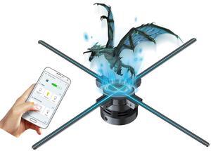 3D Hologram Fan,80CM Hologram Fan Projector with 928 PCS HD LED Beads -Holographic Video Advertising for Business Signs,Christmas,Halloween 31.5"( APP+Bluetooth+Remote+WIFI)