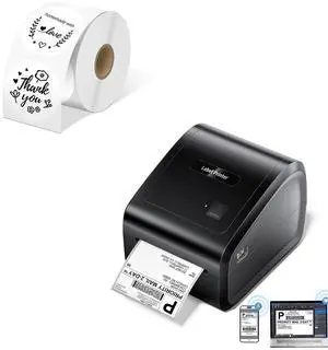 Omezizy D550 Pro Bluetooth Shipping Label Printer and 1 Roll 2" Round Thermal Printer Labels, 750Pcs/Roll