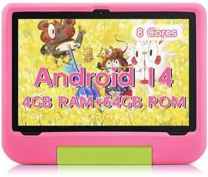 Kids Tablet 10 Inch Tablet for Kids, Android 14 Toddler Device, Octa-Core, 64GB, 5000mAh, WiFi 6 2.4/5GHz, IPS HD Display, Kids Device for Ages 3-15 with EVA Case, GMS, Parental Control, Pink Kids Tablet 10 Inch Tablet for Kids, Android 14 Toddler Device, Octa-Core, 64GB, 5000mAh, WiFi 6 2.4/5GHz, IPS HD Display, Kids Device for Ages 3-15 with EVA Case, GMS, Parental Control, Pink
