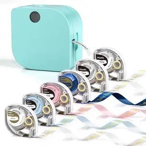Phomemo Label Makers, Bluetooth Wireless Label Printer for Organization, Portable Thermal Label Printer with Multiple Templates, Small Label Maker with Satin Ribbon and Plastic Tape for Gift Wrapping