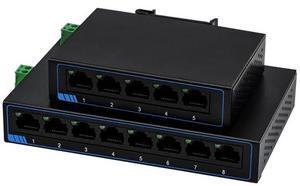 PUSR 1000M 5 Ports Gigabit Ethernet Network Switch DC or Terminal Power Supply Plug and Play Supports Auto MDI/MDIX DIN Rail Installation and Desktop Placement Iron Casing USR-SG1005