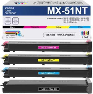 SCCOLOR MX-51NT MX51NT Toner Cartridge Compatible MX-51NT MX-51NTBA MX-51NTCA MX-51NTMA MX-51NTYA Replacement for Sharp MX-5110N MX-5111N MX-5140N MX-5141N MX-4110N MX-4111N MX-4140N MX-4141N