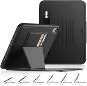 SEYMAC stock Case for iPad (A16) 11th/10th Generation 11''/10.9'', Strong Magnetic Auto Sleep Shockproof Case with Absorbing Multi-Angles Stand, Pen Holder, Card Slot (Black)