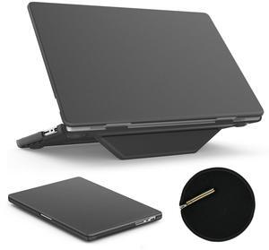 SEYMAC stock Case for MacBook Pro 16 inch 2024-2021 A3403 A3186 A2991 A2780 A2485 M4-M1, Shock-Absorbing Protection Case with Magnetically-Folio Stand &Mouse Pad/Bag (Leather-Like Color Gray)