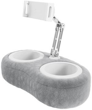 SHUWEI Kindle Pillow Stand, Pillow Stand Holder for Kindle Tablet iPad with Two Snack Bowl, Tablet Stand Pillow for Reading in Bed for 4.7"-13" Kindle, Tablet, iPad, iPhone (Gray)
