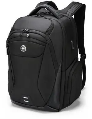 Swissdigital Design Men's Laptop Backpack for College and Business Travel with Integrated USB Charging Port and RFID Protection Fits Laptops up to 15.6 inch, Black | Terabyte NG