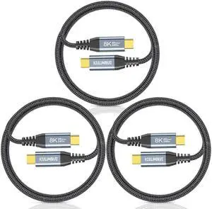 (3-Pack 6.6FT) 40Gbps USB C for Thunderbolt 4 Cable, [8K@60Hz/Dual 4K@60Hz] USB C Monitor Cable, 40Gbps Data Transfer, USBC Video Cord, 240W Charging for iPhone 16,Samsung,MacBook,iPad,Lenovo,SSD,KYY