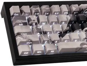 Tsungup PBT Side Printed Keycaps,135 Keys Dye Sub Shine Through Keycap Set,Gray White Inked Bird Custom Key caps Cherry Profile Keycaps for Cherry MX Switches Mechanical Keyboards