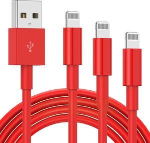 5 Pack Apple MFi Certified Charger Cable 10ft, Lightning to USB Cable Cord 10 Foot, 2.4A Fast Charging,Apple Phone Long Chargers for iPhone 13/12/11/11Pro/11Max/ X/XS/XR/XS Max/8/7/6 Red