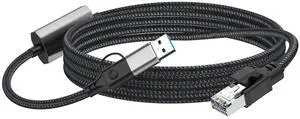 2 in 1 USB c to Ethernet Adapter 1000mbps with Network Cable