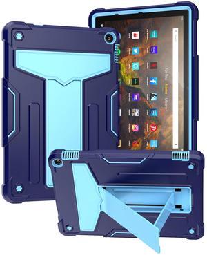 UUcovers Kindle Fire HD 10 & 10 Plus 10.1" Tablet Case (Only Fits 11th Generation, 2021 Release) with Kickstand Shockproof 3 in 1 Heavy Duty Rugged Hybrid Hard PC/Soft Silicone Cover, NavyBlue & Blue