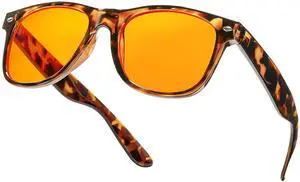 VIKISOIO 99% Blue Light Blocking Glasses Women Men, Relieve Eye Strain, Sleeping Glasses, Amber Glasses for Gamer, Computer, TV (Tortoise-Amber Max)