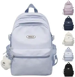 VTTDB Kawaii Backpack with Cute Accessories Casual Aesthetic Daypack Simple Laptop Bag Waterproof Travel Rucksack for Women (blue)