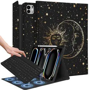 Wazzasoft for iPad Pro 13 inch Case 2024 M4 with Keyboard - Pencil Holder Folio Tablet Cover Women Girls Cute Marble Aesthetic Unique Design for Apple Pro 13 A2925 A2926 A3007