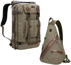 WITZMAN Canvas Backpack Vintage Travel Backpack Large Laptop Bags Convertible Shoulder Rucksack Canvas Sling Bag Sling Backpack Crossbody Chest Bag