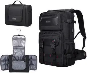 WITZMAN Carry On Travel Backpack for Men Duffle Bags Fit for 17 Inch Laptop Airline Approved Backpack and Toiletry Bag Hanging Multi-organization Bathroom Bag Water-resistant Bag