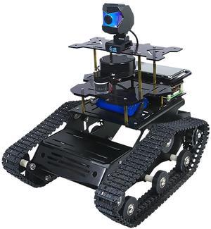 XiaoR Geek Raspberry Pi Smart AI Robot Car Kit, ROS SLAM Tank Car with LIDAR Mapping Navigation, Hd Camera, 3.5 inch Touch Display Programming Project for Adults(Black with Raspberry Pi)